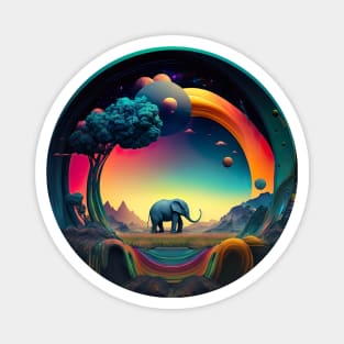 Surrealist Psychedelic Elephant Journey Magnet